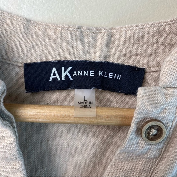 Anne Klein Woman’s Dress Large Linen Sleeveless Tan - Picture 5 of 7